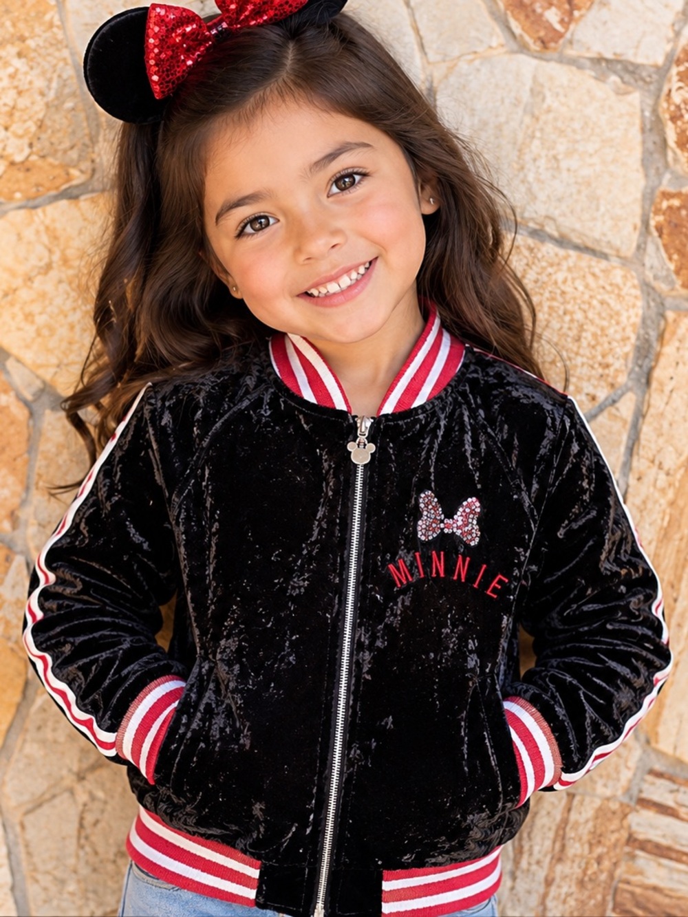 Disney Minnie Mouse girl jacket crush velvet /Sz S